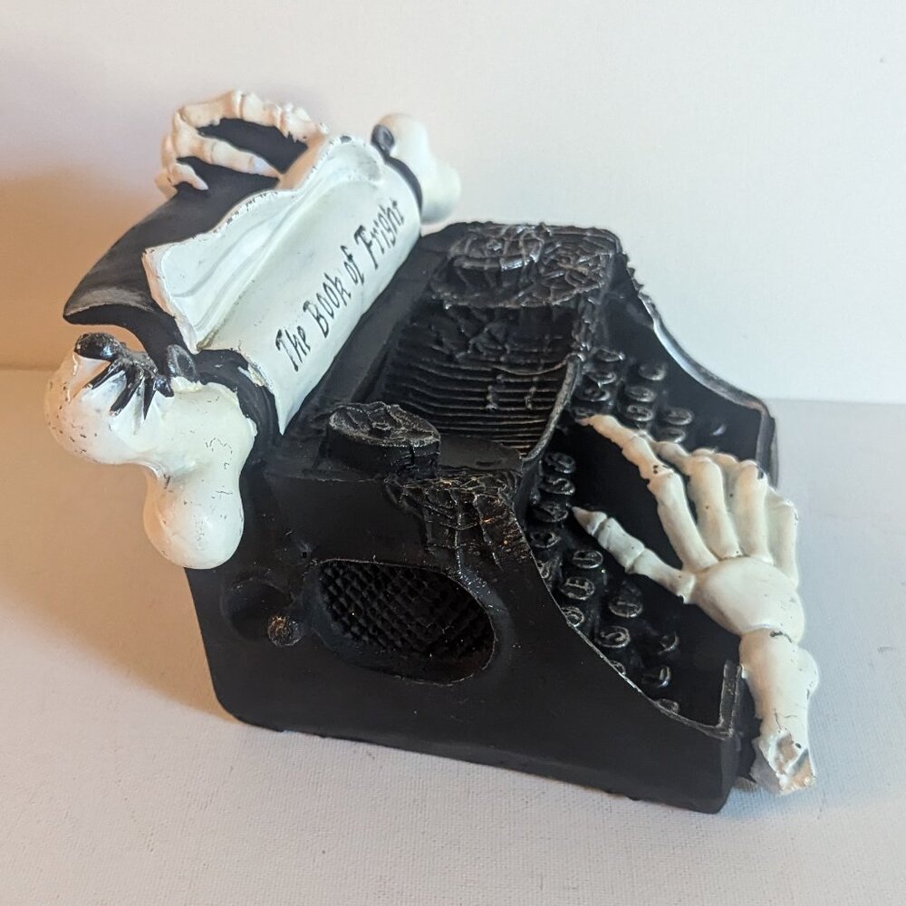 'Book of Fright' Wednesday Addams Haunted Skeleton Typewriter Halloween Gothic - Picture 2 of 15